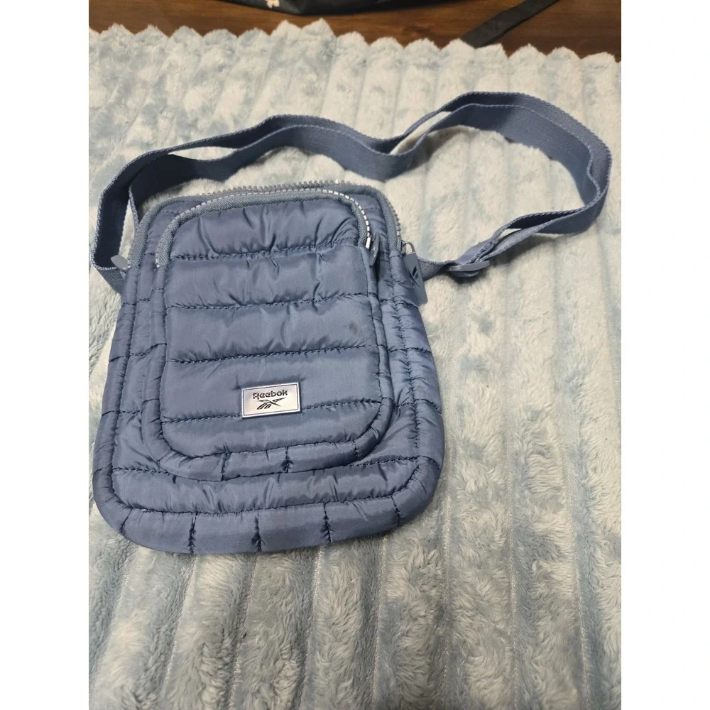 Reebok Small‎ Crossbody Bag Blue Quilted Mini Shoulder Travel Pouch Unisex